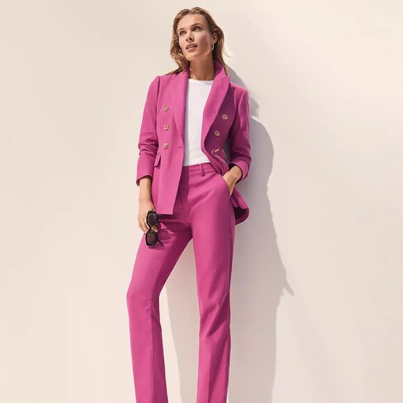 LOFT Cotton Linen Double Breasted Blazer